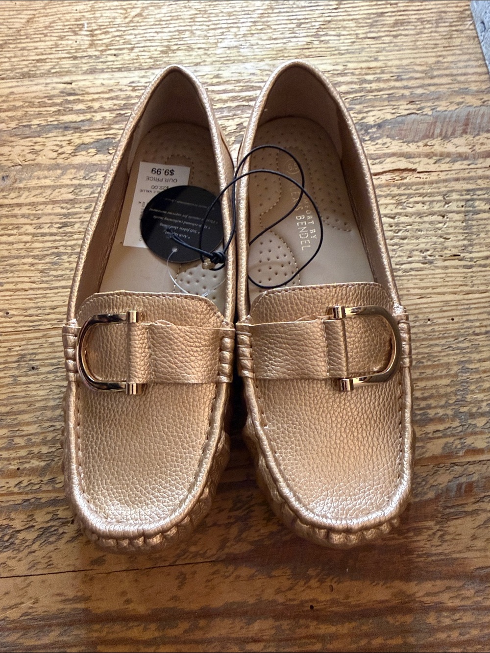Alexis Bendel Metallic Rose Gold Buckle Loafers